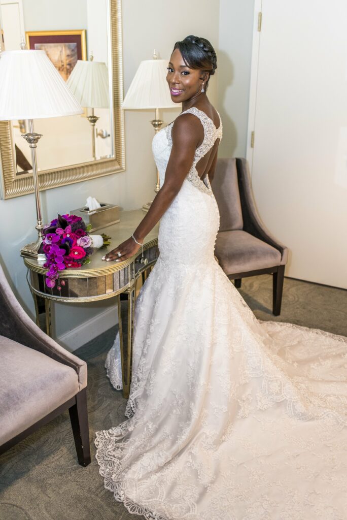 Bride’s Dress styled perfectly for a Yoruba wedding in Cleveland, OH