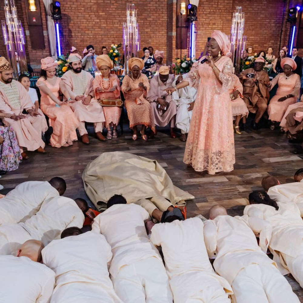 Nigerian Yoruba Tradition Groom and Groomsmen Prostrating