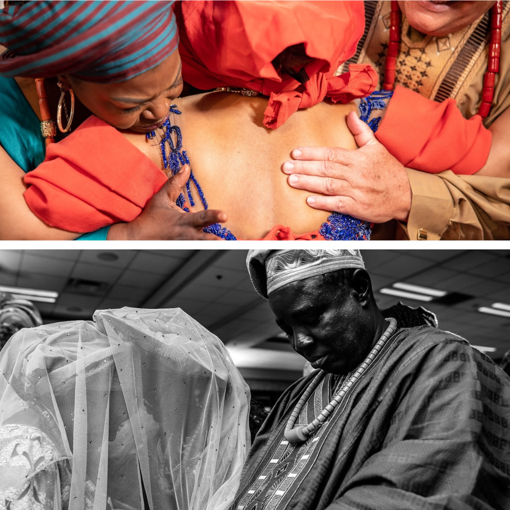 The Bride with her parents in Traditional Yoruba Attire