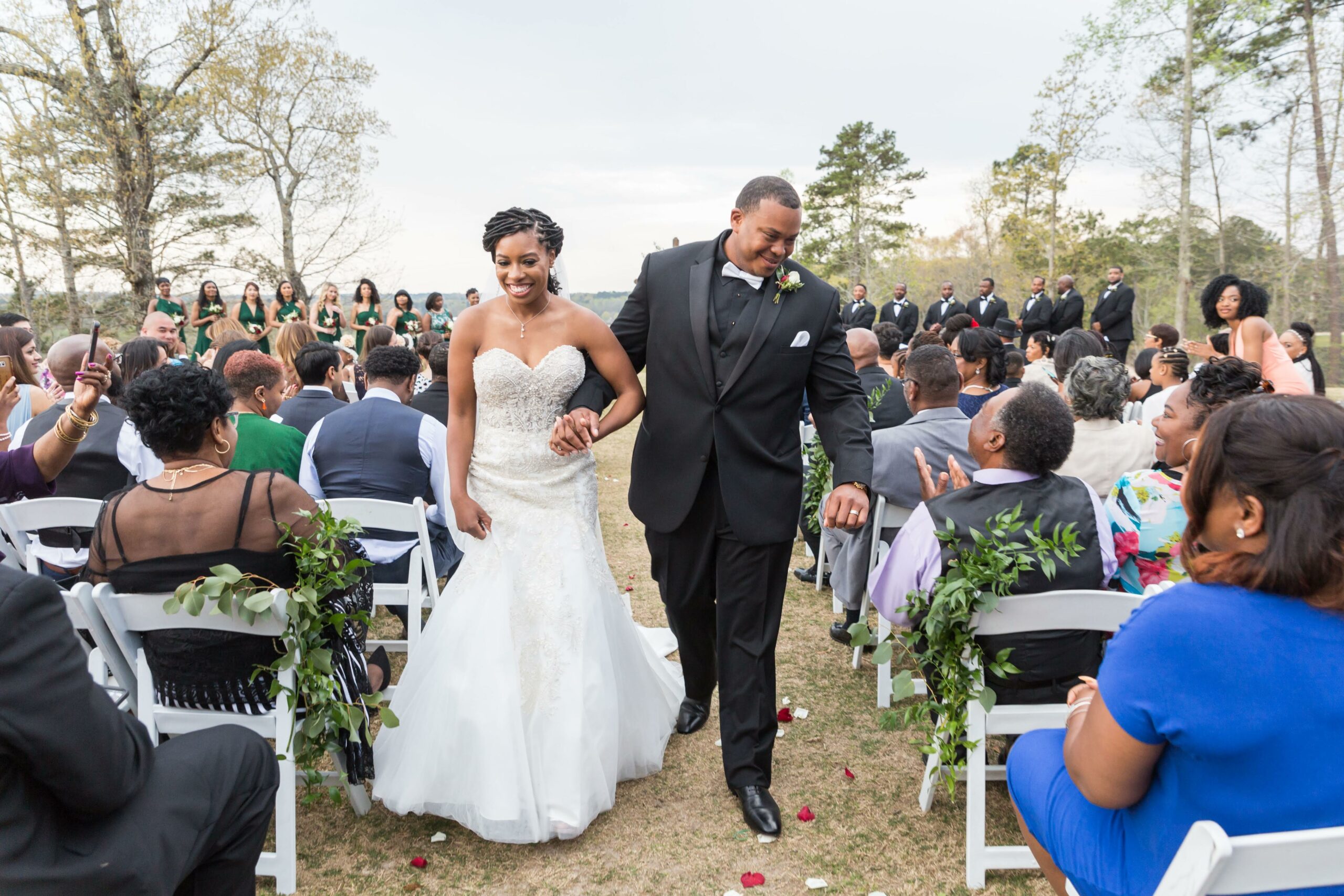 Bride and Groom Walking down the Wedding Aisle