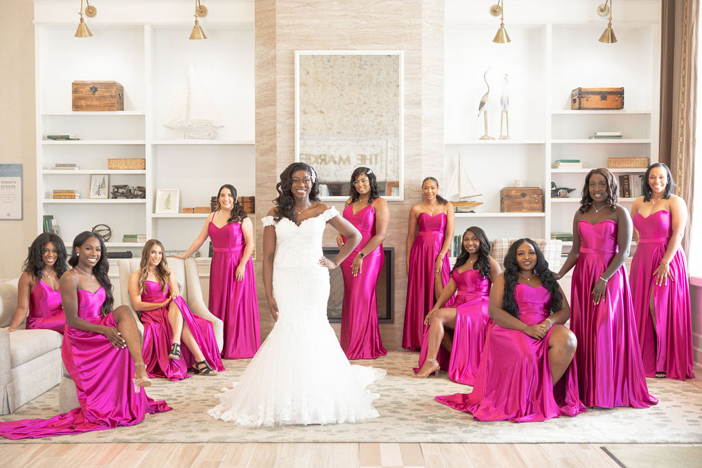 Bride Bridesmaids Bridal Suite Wedding Venue Lobby Group