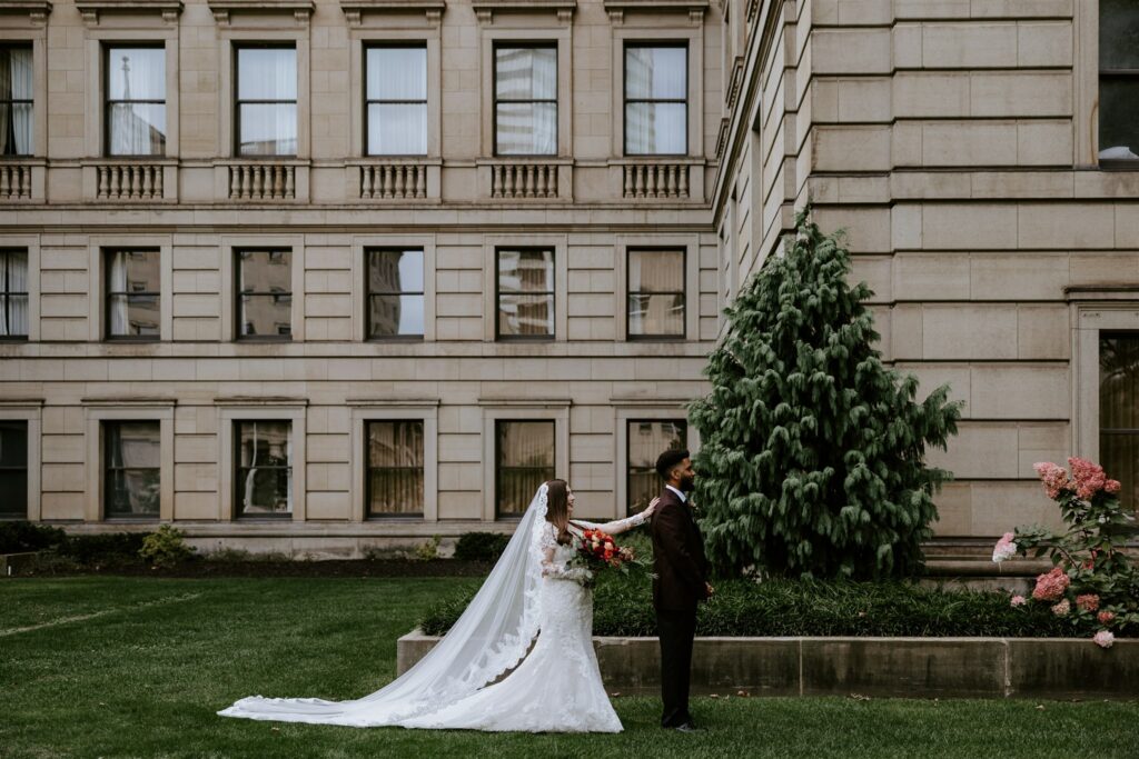 Bride Groom Romantic Garden Scene