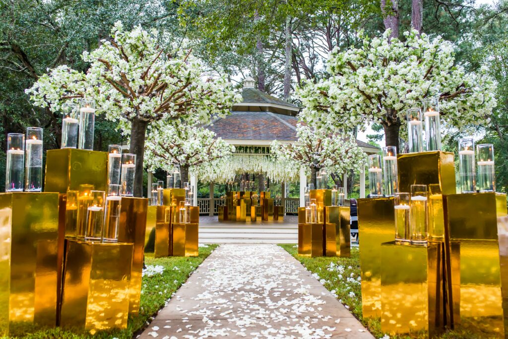 Gold Themed Wedding Venue Ceremony Decor