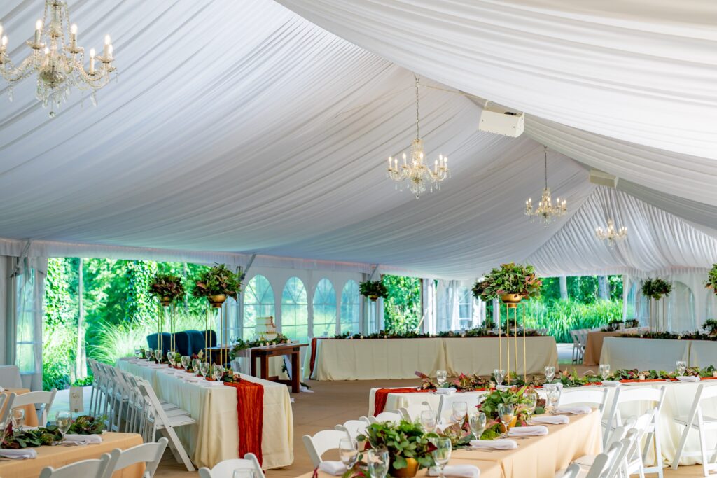 Gold White Wedding Venue Decor