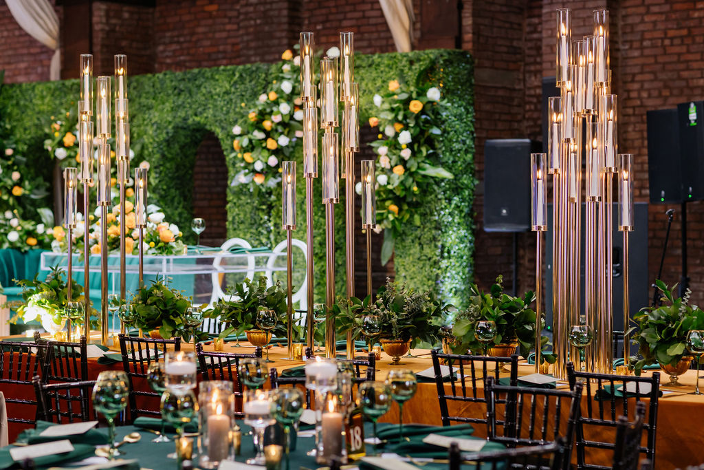 Large Wedding Reception Venue Complete Decor Lights Backdrop