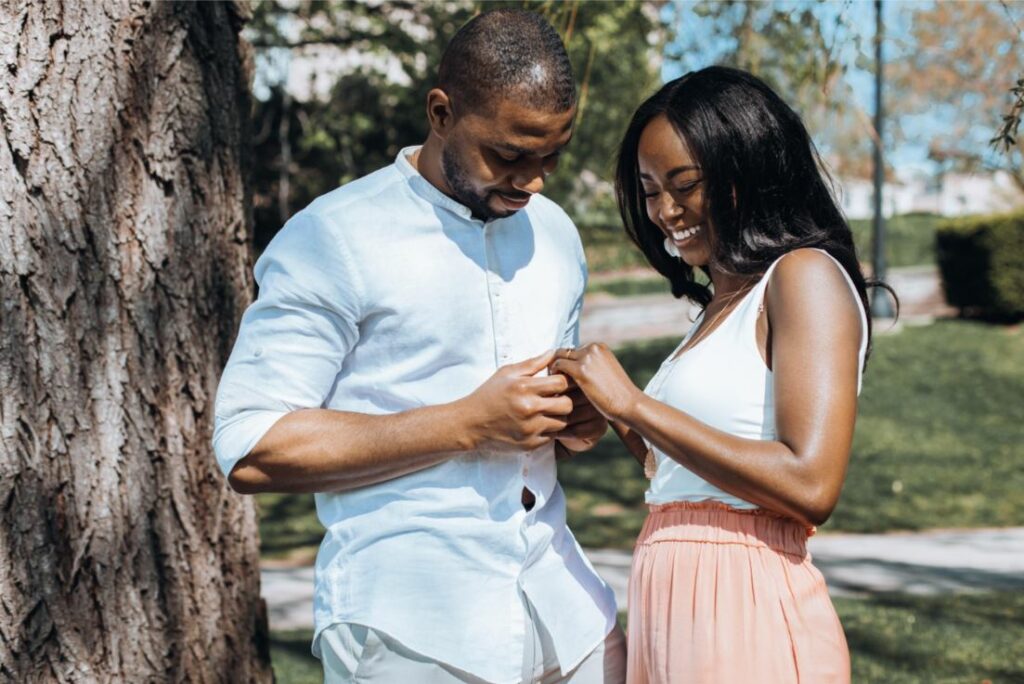 Simple Fiance Places Ring Engagement Photo