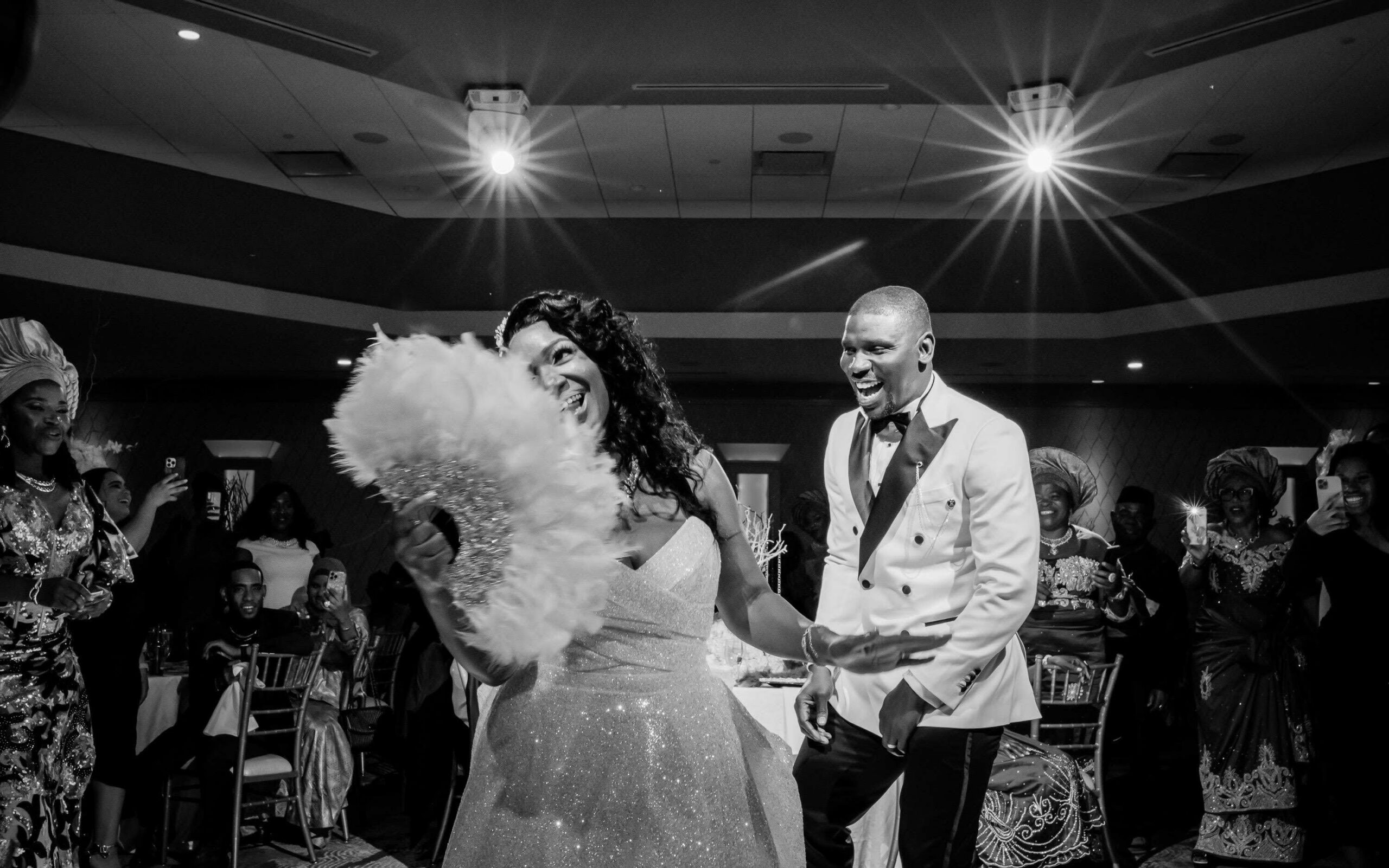 Wedding Reception Dance Bride Groom Guests Share Moment