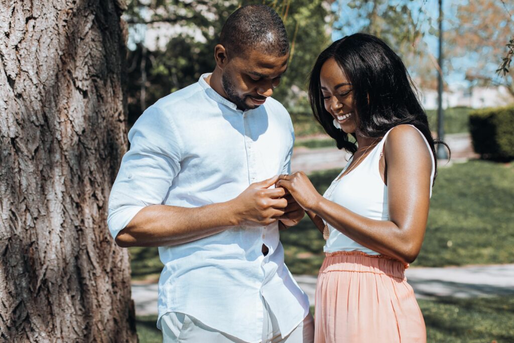 Garden Engagement Shoot With Couples Ring