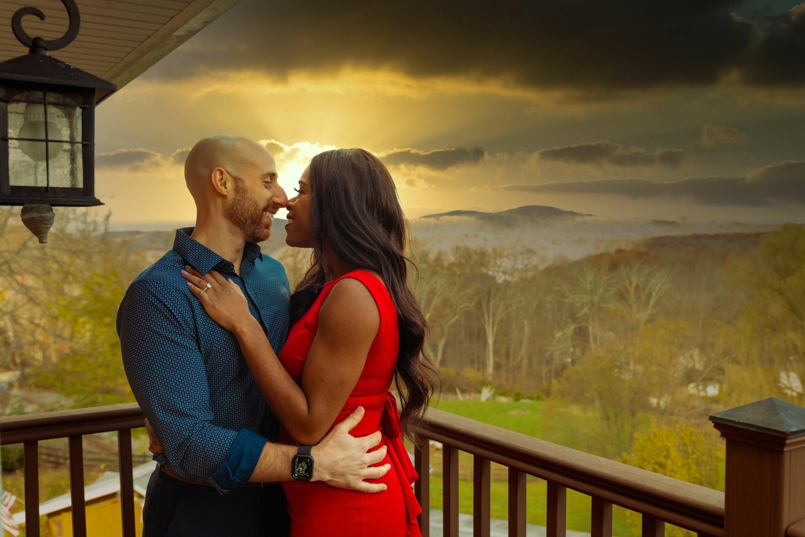 Perfect Sunset Engagement Announcement Photo