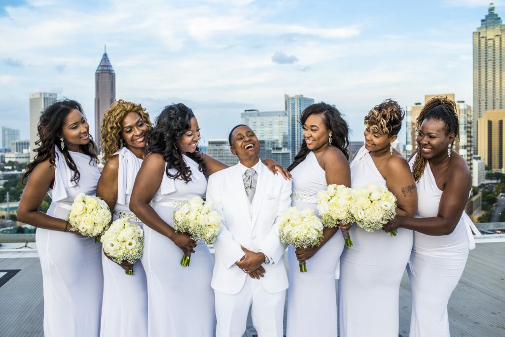 Wedding Party Small Group Groom With same Bridesmaid Groomsmen