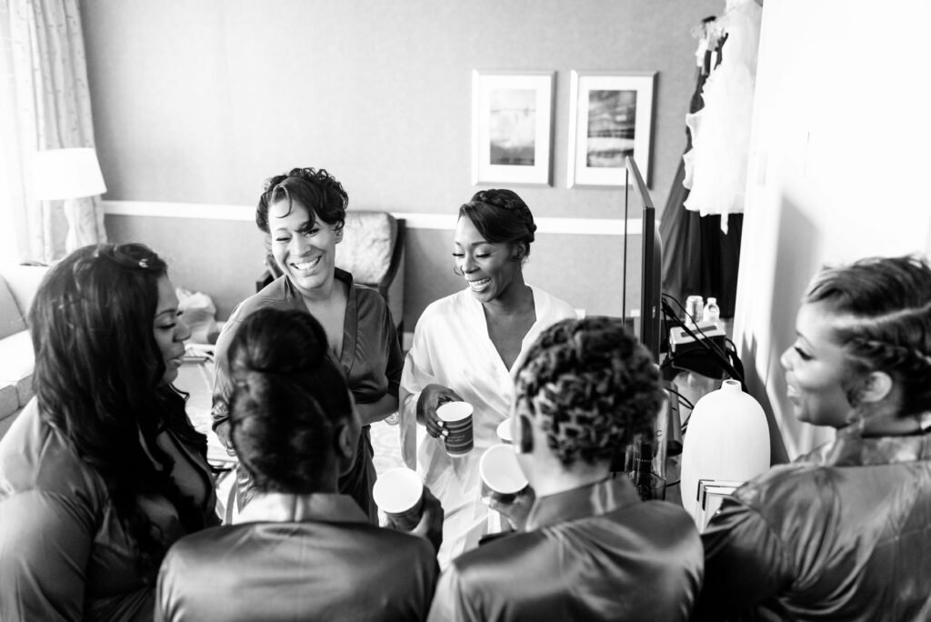 Bride Getting Ready With bridal Party Wedding Day Best
