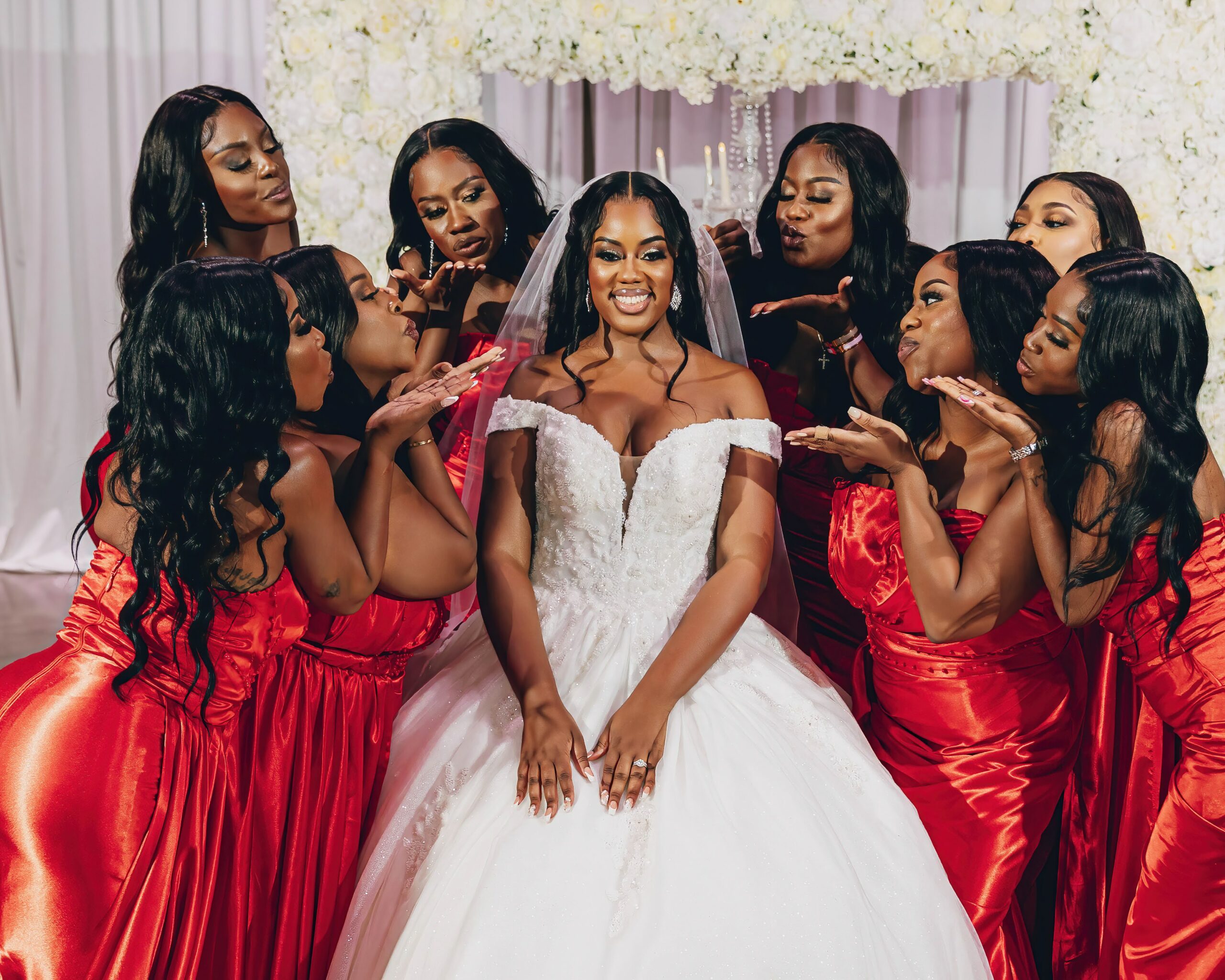 Bride With Bridesmaids Nigerian American Wedding