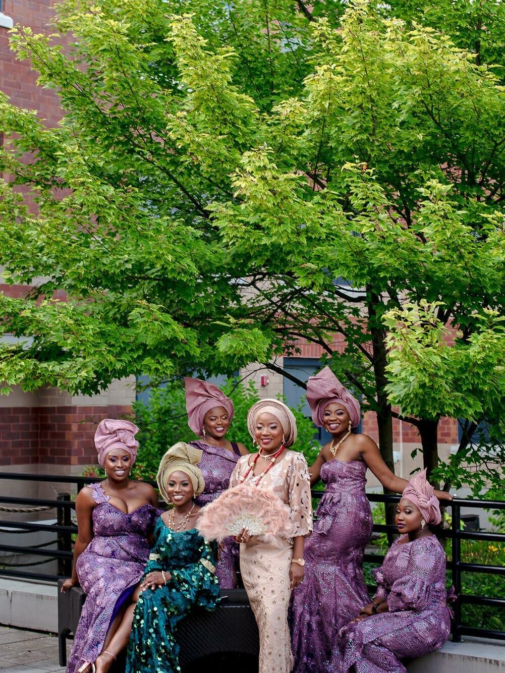 Bride with Bridesmaids Photoshoot Traditional Nigerian Wedding Attire