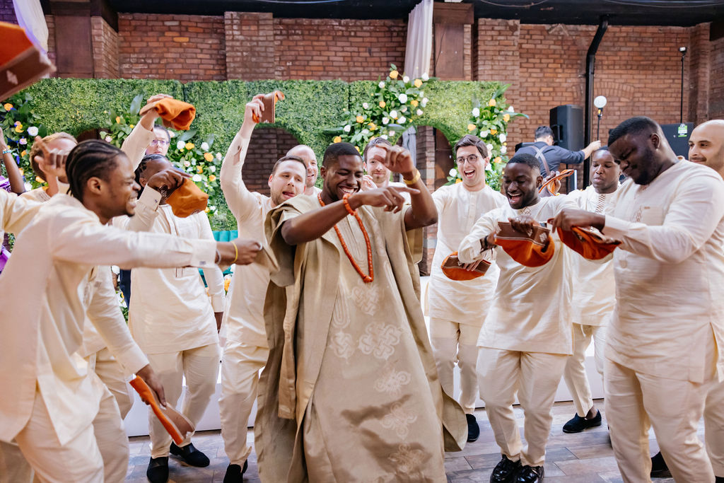 Groom with Groomsmen Celebrating Choosing The Perfect Wedding Day