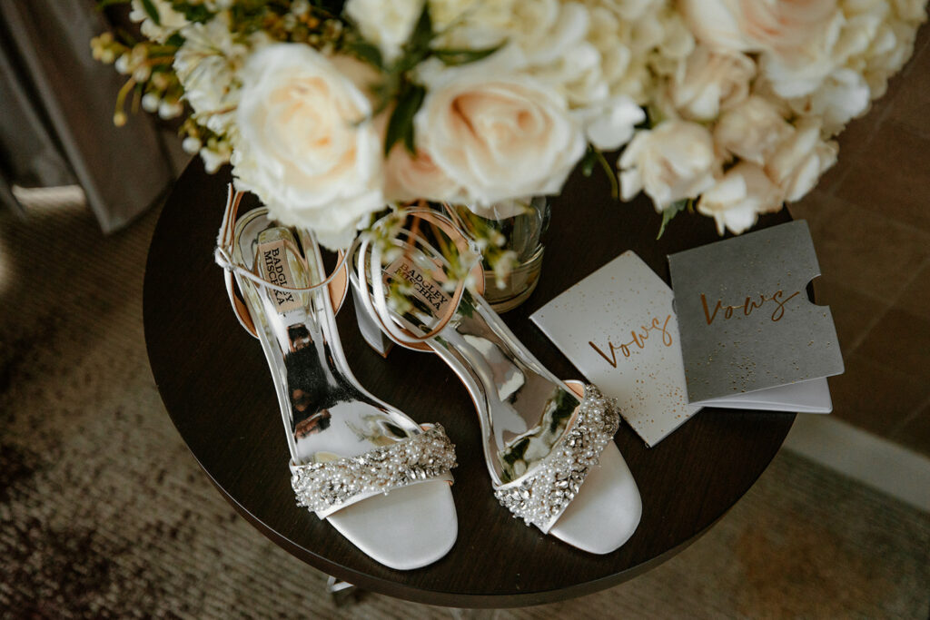 Bride Heels Bouquet Vows Rings Wedding Day Checklist