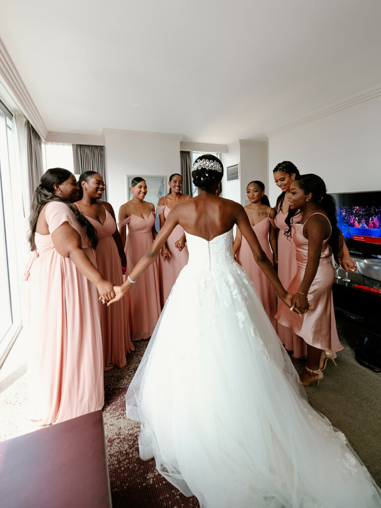 Bridesmaid Love Bride in Dress Wedding Day