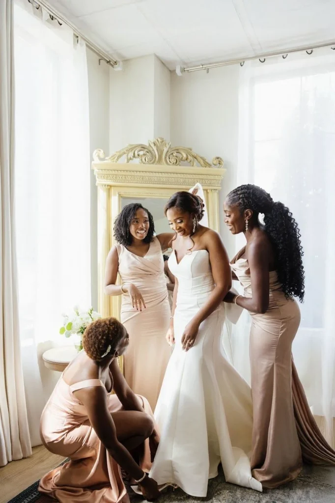 modern nigerian wedding bride getting ready